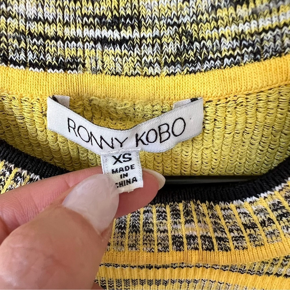 Ronny Kobo Cropped Tank Top in Yellow and Black - Picture 3 of 3